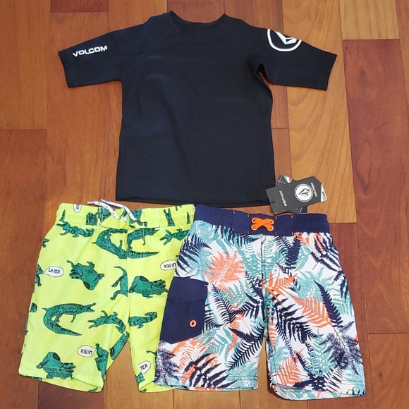Volcom Other - Boys size 5 Volcom rash guard & Target swim trunks
